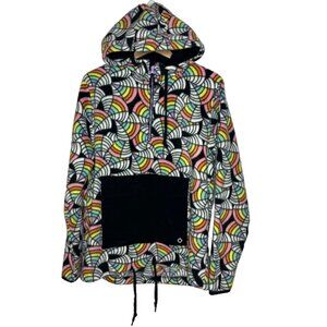 Empyre Mens Sz M Multicolor Spider Web Patterned 3/4th Zip Hoodie Sweater (1563)